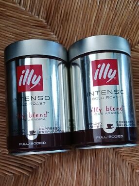 Empty illy Coffee Tin — Silver with Red Logo (Set of 2)